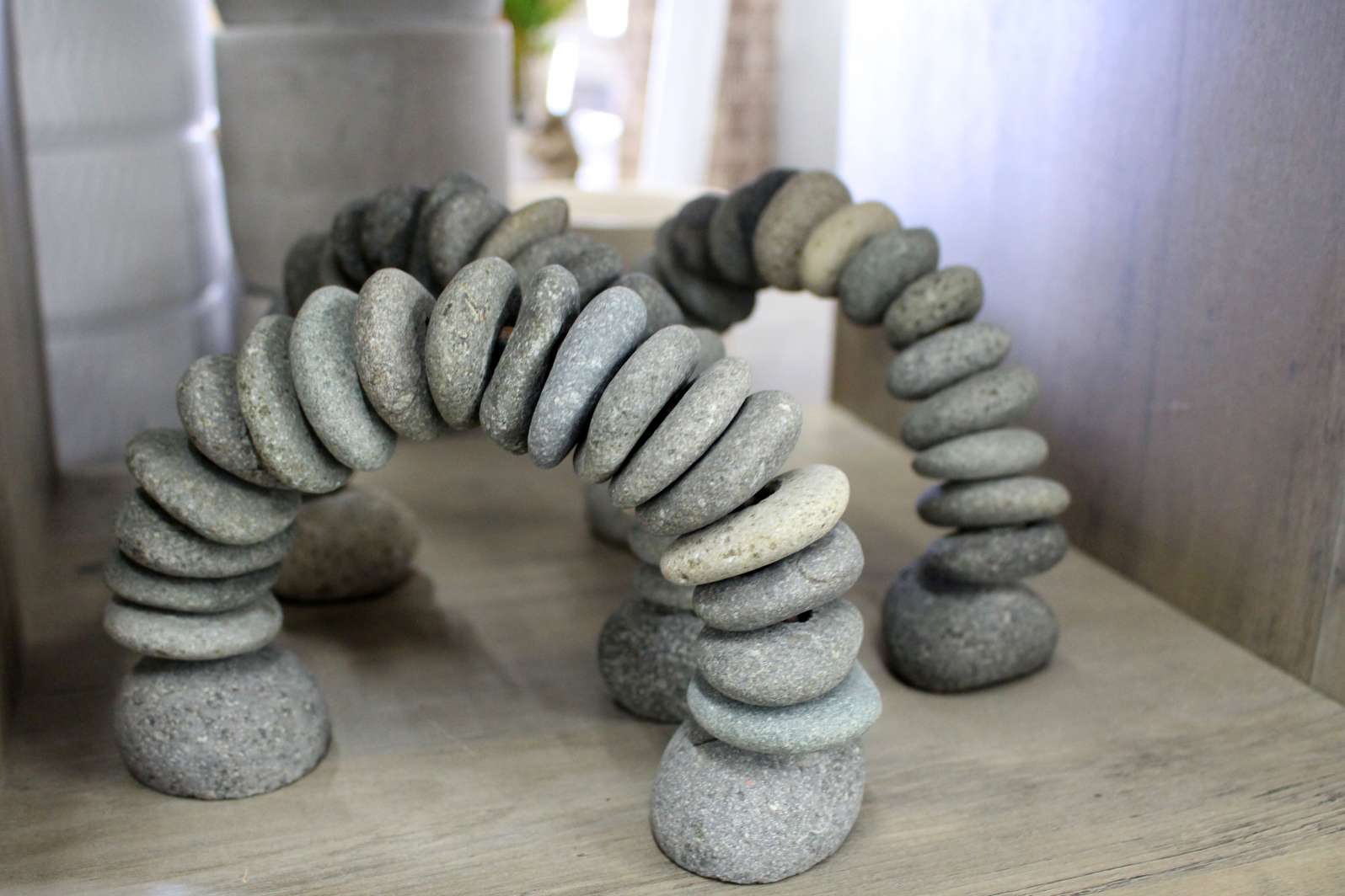 Hand Crafted Cairn Stone Rainbow Sculpture