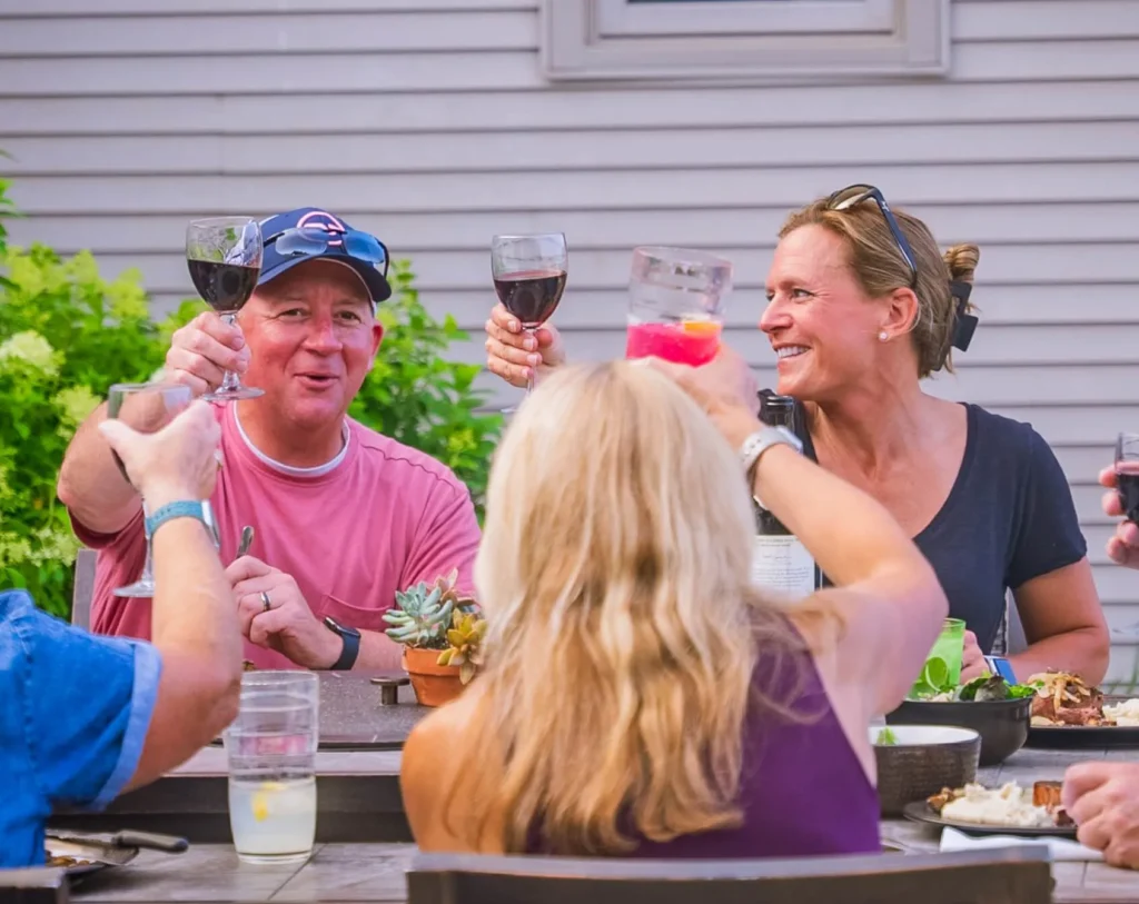 our family cheersing on the patio